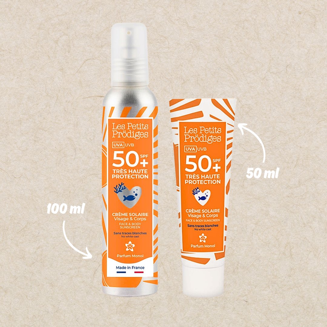 Crème solaire SPF50 | Monoï | 50mL ou 100mL | Les Petits Prödigescrème solaireUneViePlusSaine