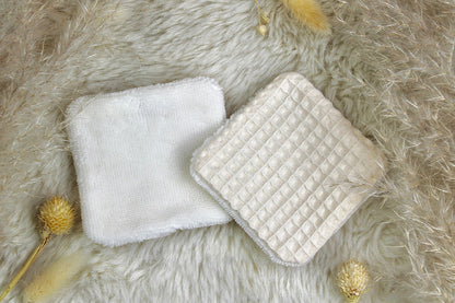 Coton en bambou & Coton | Beige & blanccotons lavablesUneViePlusSaine