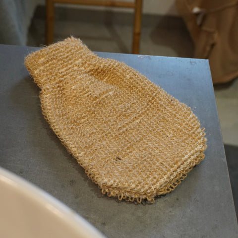 Gant exfoliant jute & cotonaccessoires salle de bainUneViePlusSaine