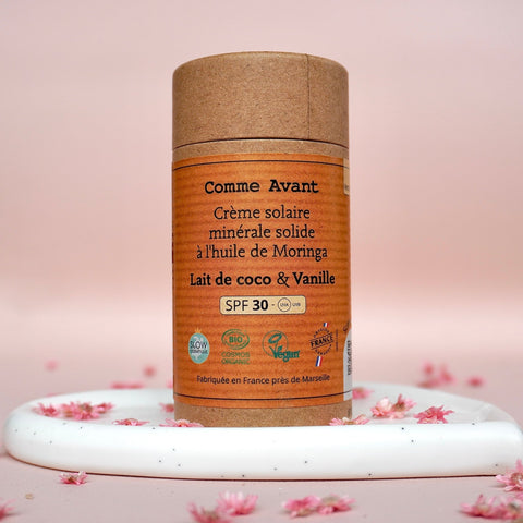 Crème solaire solide | SPF30 | Lait de coco & vanille | Version 3crème solaireUneViePlusSaine